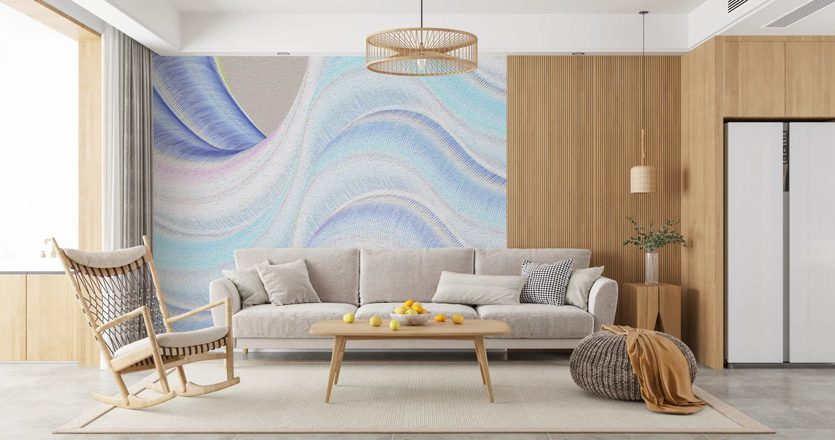Fluid Azure Waves Wall Mural