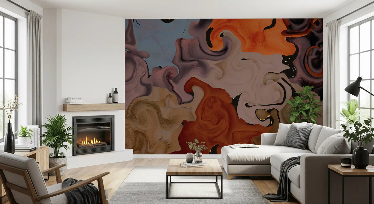 Abstract Painted Swirls Wall Mural