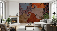 Abstract Painted Swirls Wall Mural