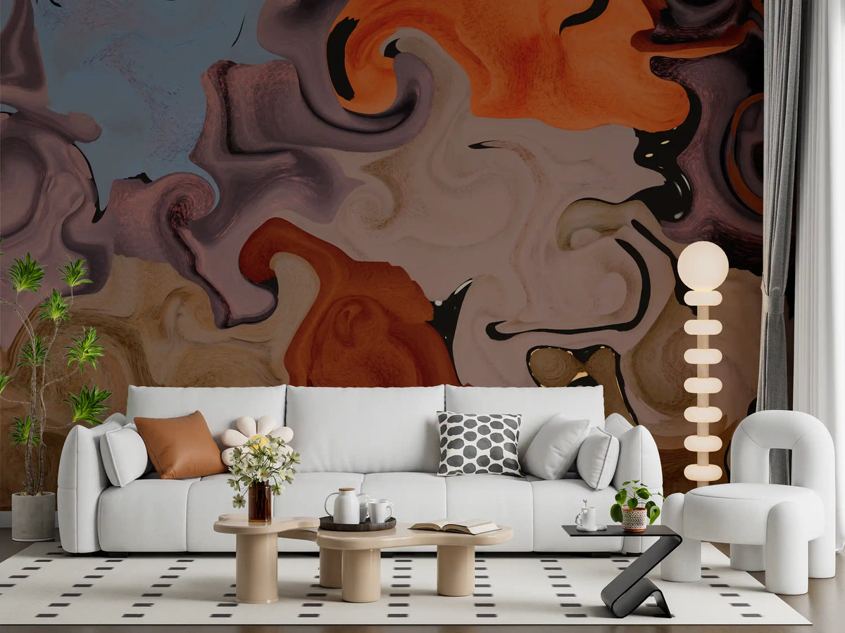 Abstract Painted Swirls Wall Mural
