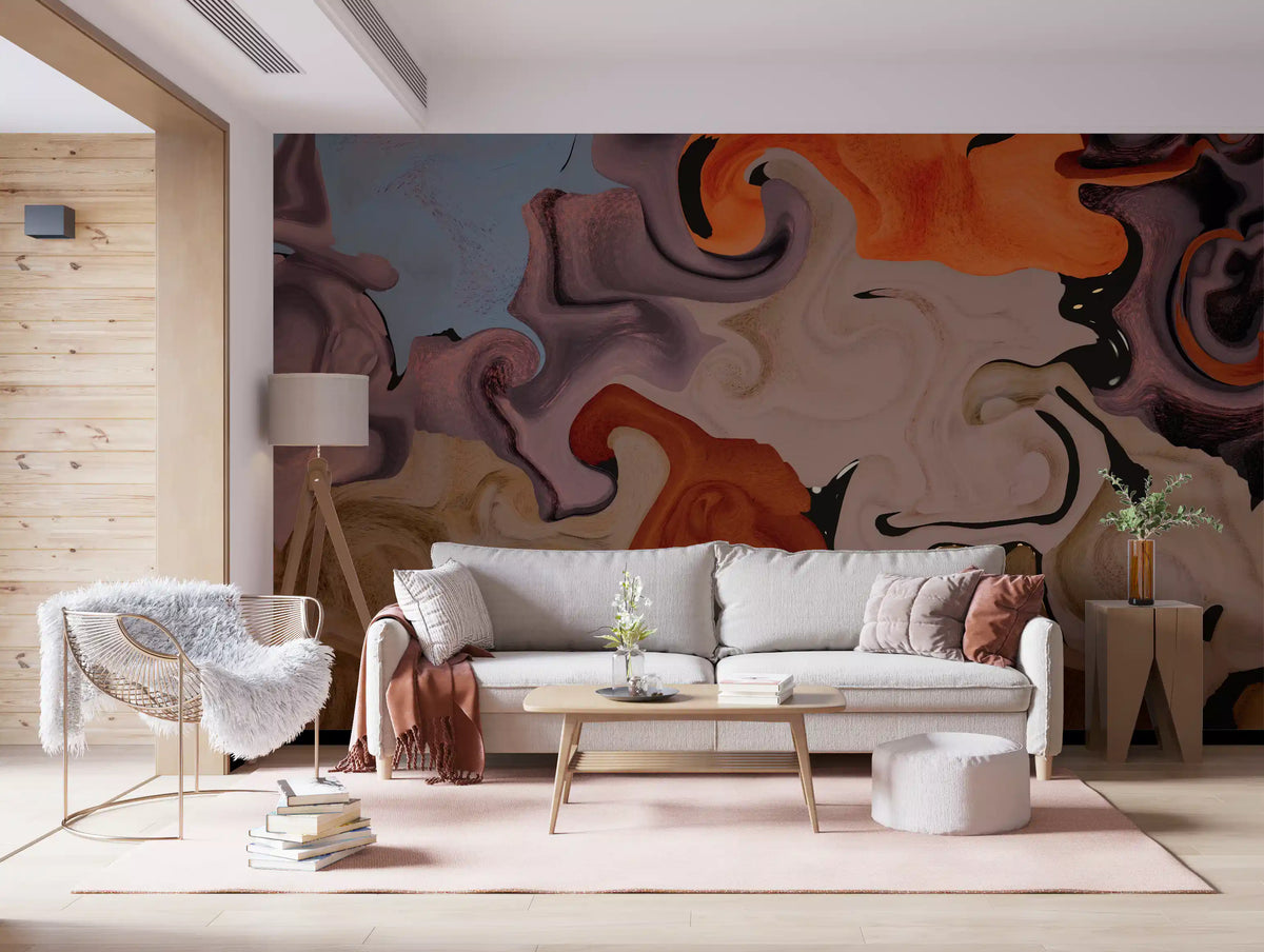 Abstract Painted Swirls Wall Mural
