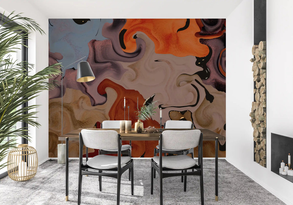 Abstract Painted Swirls Wall Mural