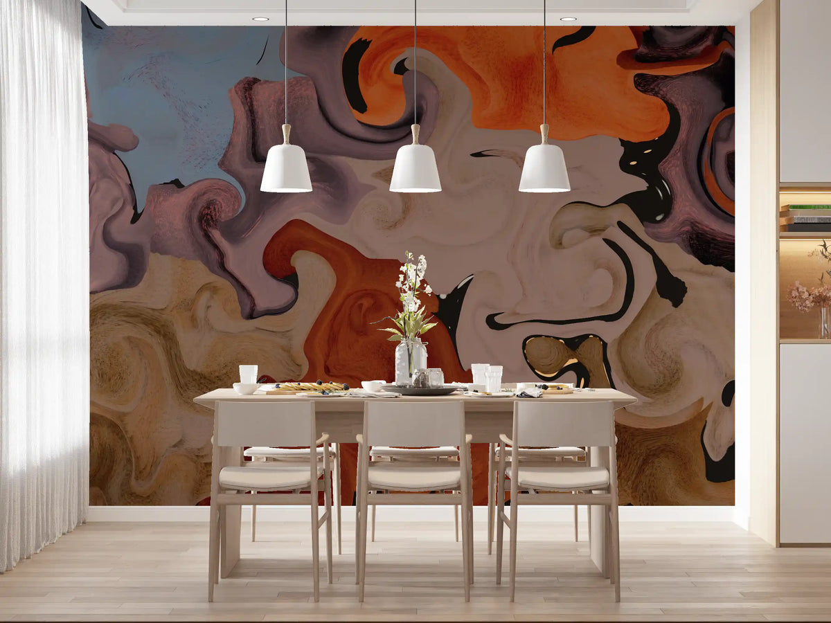 Abstract Painted Swirls Wall Mural
