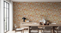 Watercolor Autumn Fruit Leaves Desaturated Soft Harvest Pattern Wallpaper⁠