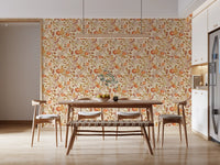 Watercolor Autumn Fruit Leaves Desaturated Soft Harvest Pattern Wallpaper⁠