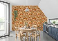 Watercolor Autumn Fruit Leaves Cream Background Harvest Pattern Wallpaper⁠