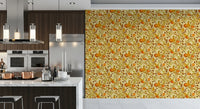 Watercolor Autumn Fruit Leaves Golden Yellow Harvest Pattern Wallpaper⁠