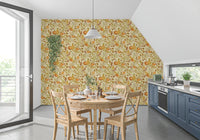 Watercolor Autumn Fruit Leaves Olive Sage Green Harvest Pattern Wallpaper⁠