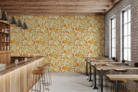 Watercolor Autumn Fruit Leaves Olive Sage Green Harvest Pattern Wallpaper⁠