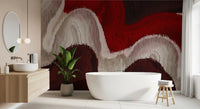 Crimson and Cream Flow Abstract Wall Mural