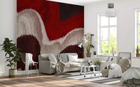 Crimson and Cream Flow Abstract Wall Mural