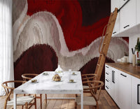 Crimson and Cream Flow Abstract Wall Mural