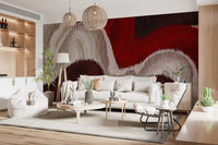Crimson and Cream Flow Abstract Wall Mural