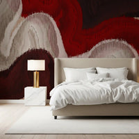 Crimson and Cream Flow Abstract Wall Mural