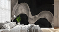 Charcoal Tonal Wave Abstract Wall Mural