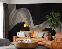 Charcoal Tonal Wave Abstract Wall Mural