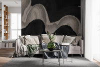 Charcoal Tonal Wave Abstract Wall Mural