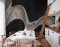 Charcoal Tonal Wave Abstract Wall Mural