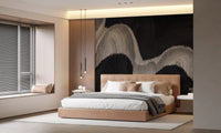 Charcoal Tonal Wave Abstract Wall Mural