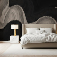 Charcoal Tonal Wave Abstract Wall Mural