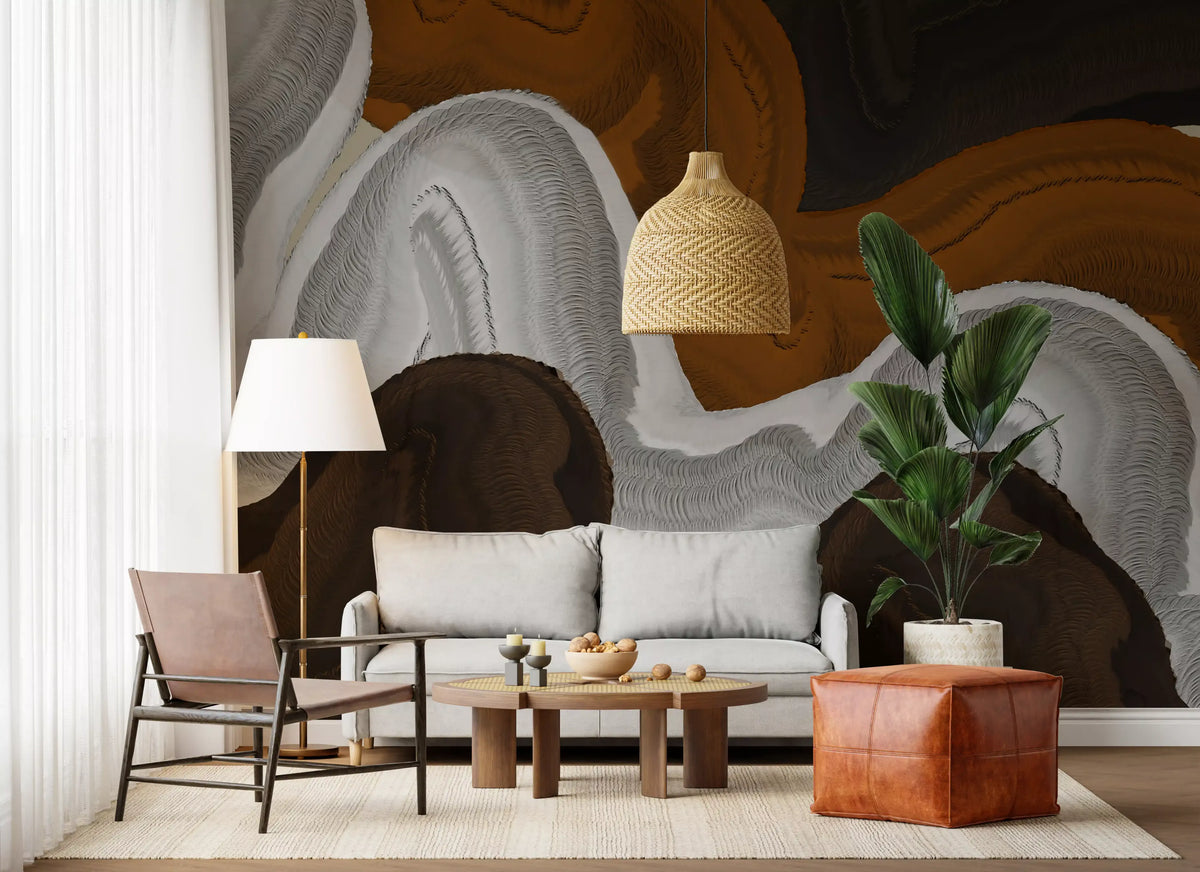 Earthy Flow Abstract Layers Wall Mural