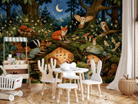 Nocturnal Forest Critters Sanctuary Wall Mural