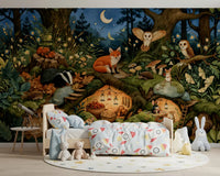 Nocturnal Forest Critters Sanctuary Wall Mural