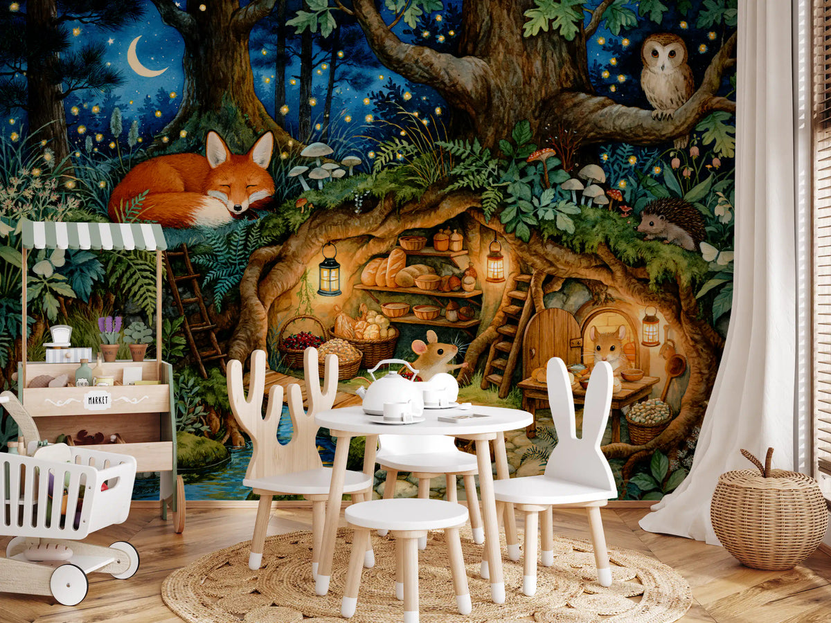Enchanted Woodland Burrow Scene Wall Mural