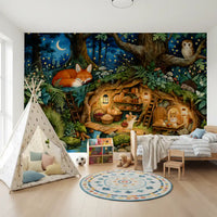 Enchanted Woodland Burrow Scene Wall Mural