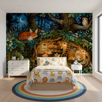 Enchanted Woodland Burrow Scene Wall Mural