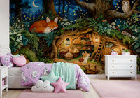 Enchanted Woodland Burrow Scene Wall Mural