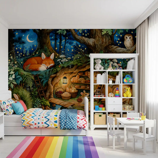 Enchanted Woodland Burrow Scene Wall Mural
