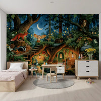 Nocturnal Forest Animal Gathering Wall Mural