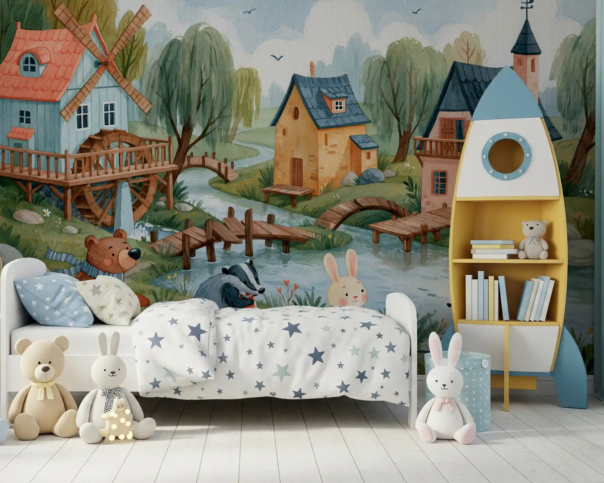 Woodland Friends Village Adventure Wall Mural