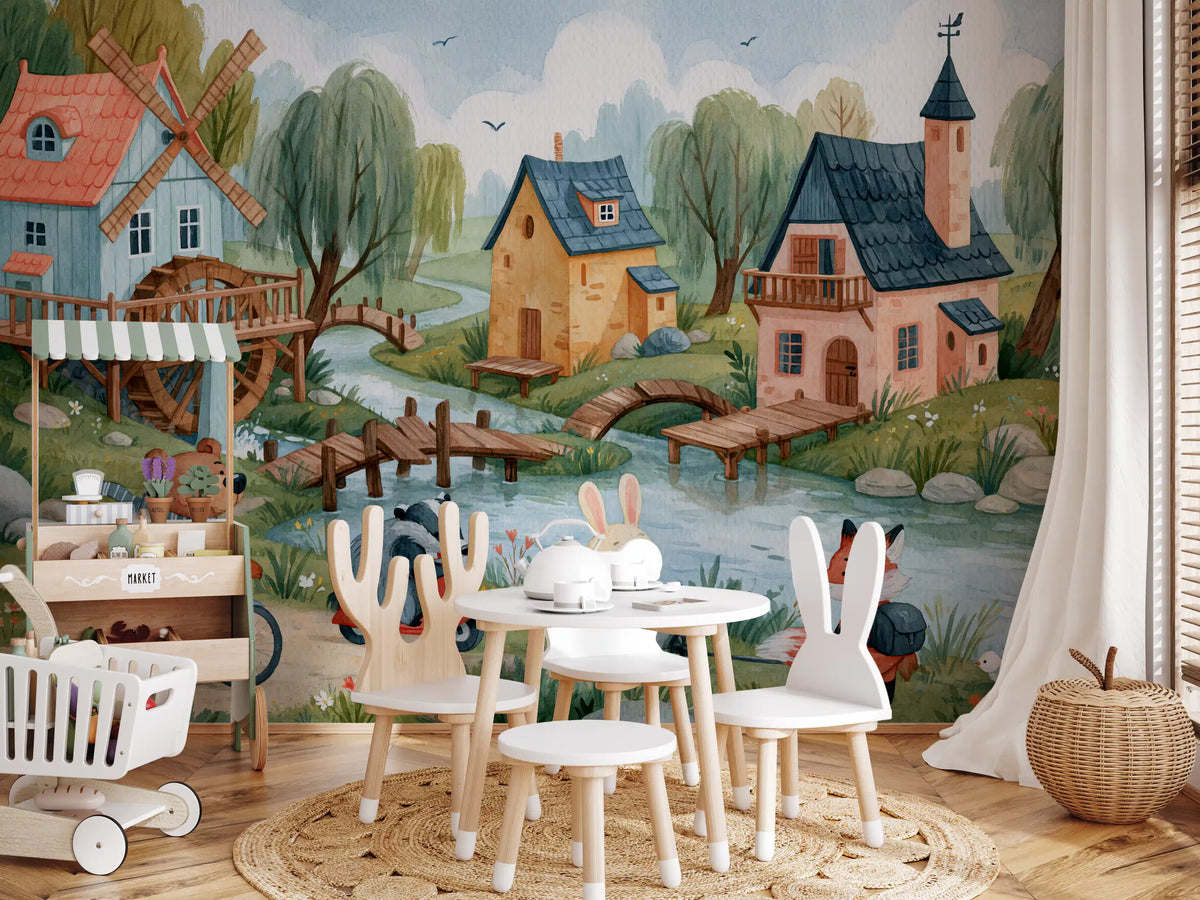 Woodland Friends Village Adventure Wall Mural