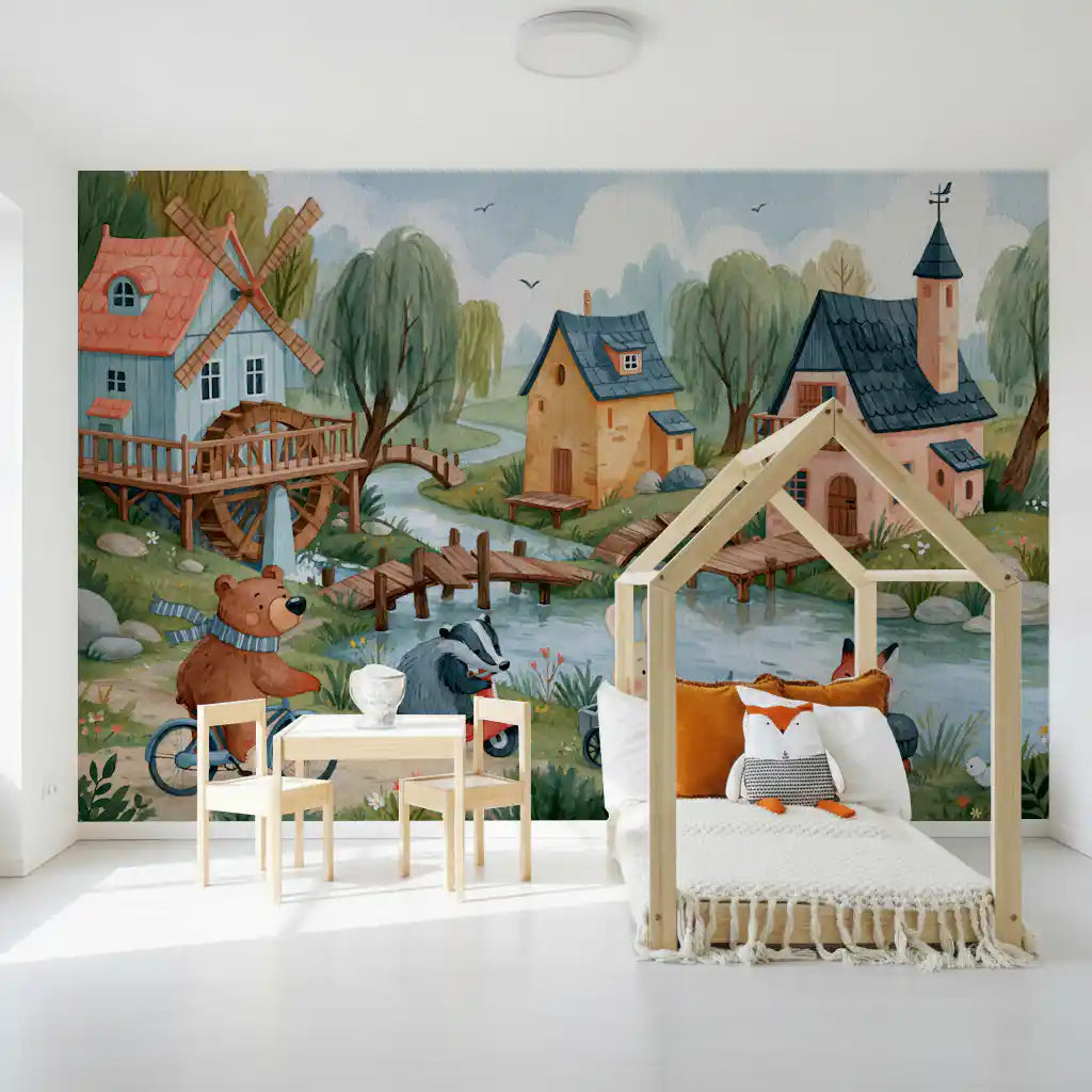 Woodland Friends Village Adventure Wall Mural
