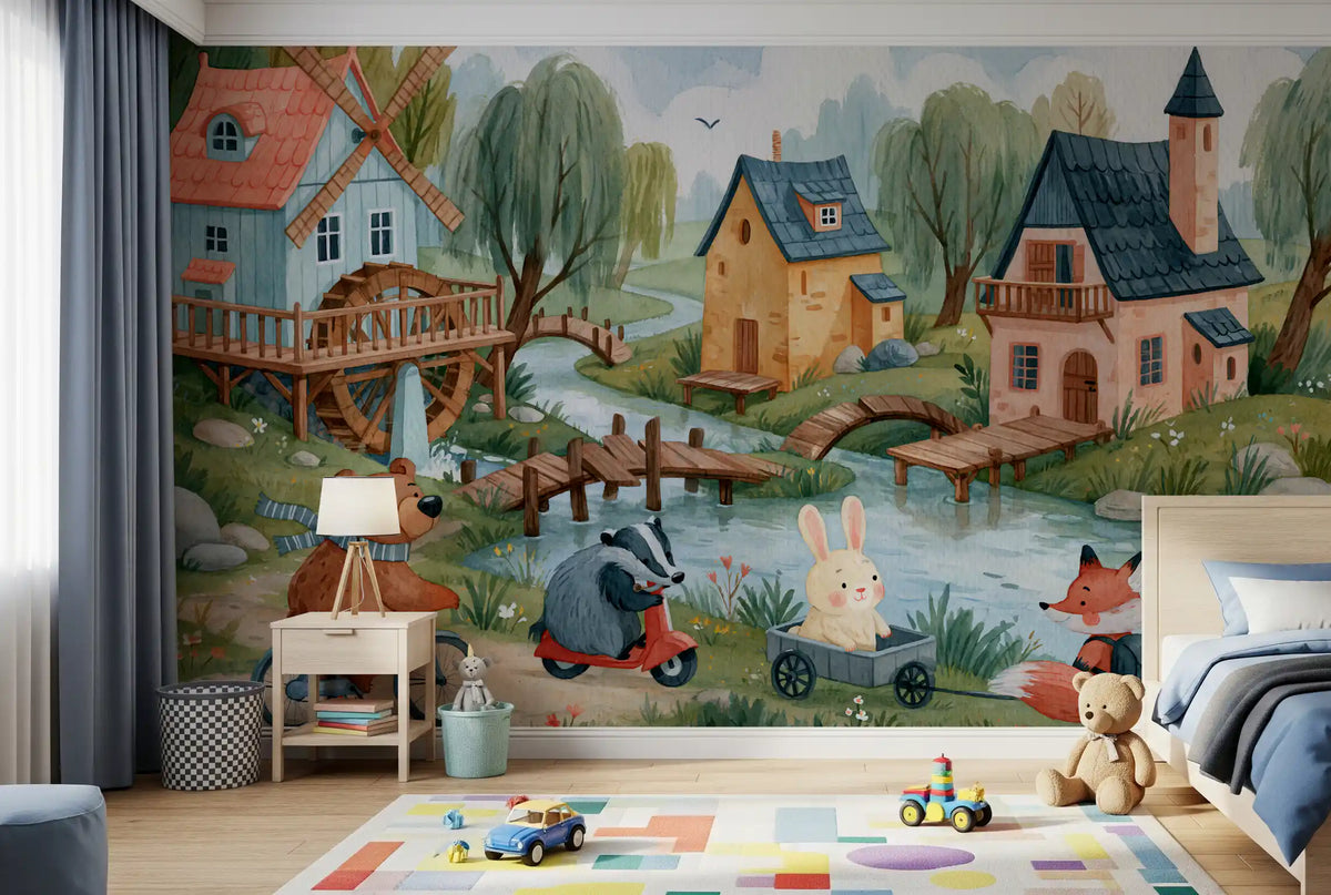 Woodland Friends Village Adventure Wall Mural