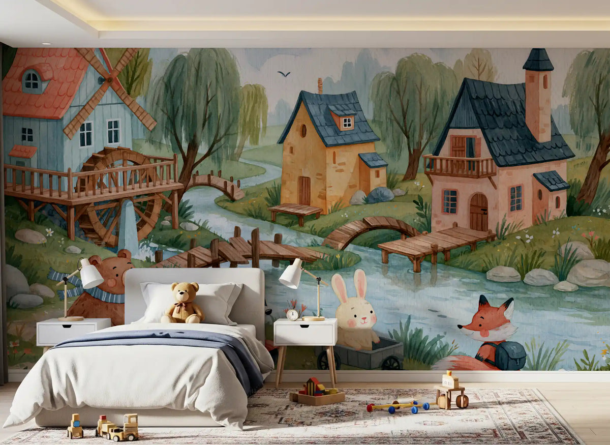 Woodland Friends Village Adventure Wall Mural