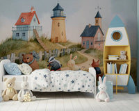 Coastal Animal Friends Adventure Wall Mural