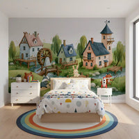 Animated Forest Mill Village Wall Mural