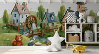 Animated Forest Mill Village Wall Mural