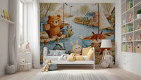 Friendly Woodland Friends at the Docks Wall Mural