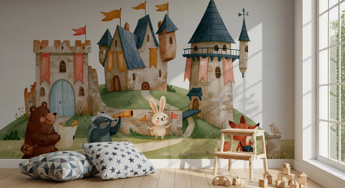 Woodland Friends on a Castle Adventure Wall Mural