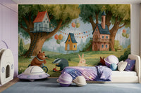 Forest Friends Playtime Woodland Scene Wall Mural