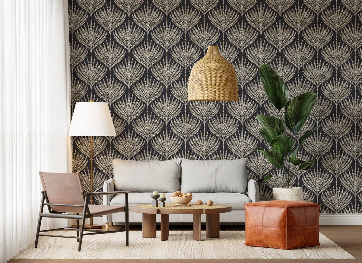 Graphic Fan Botanical Silhouette Wallpaper⁠