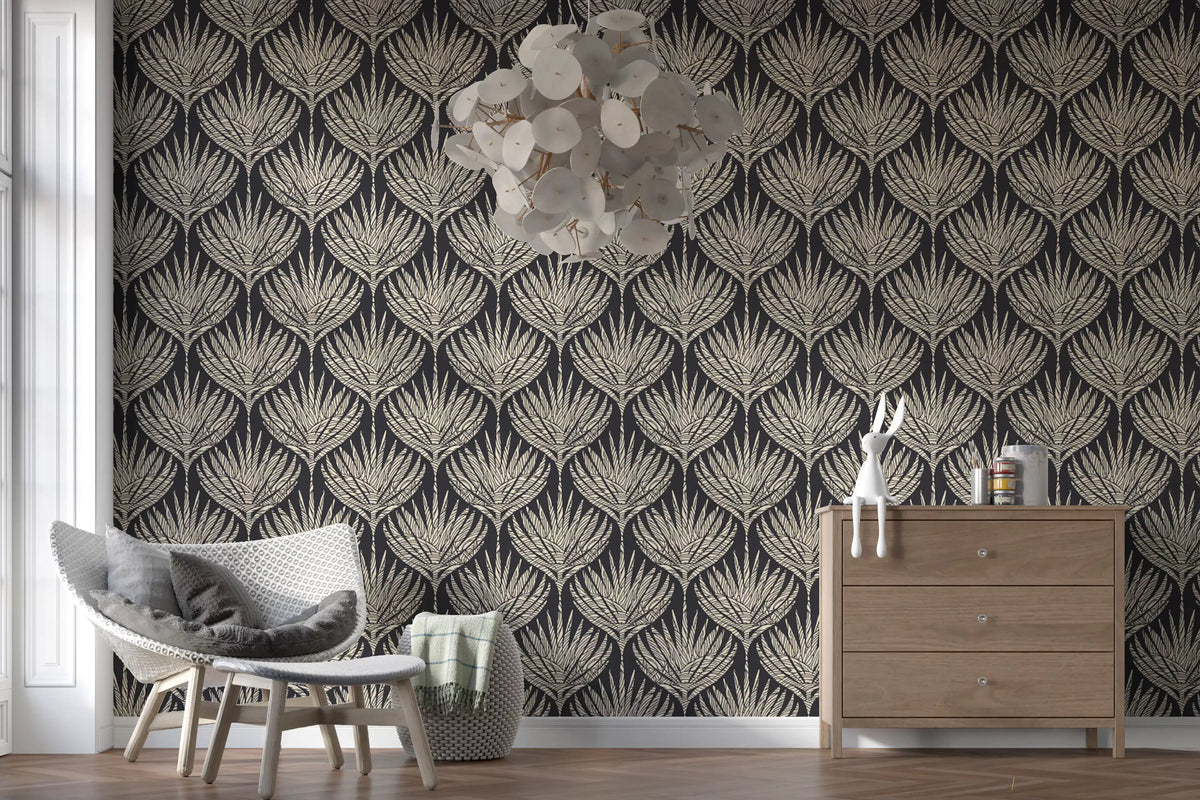 Graphic Fan Botanical Silhouette Wallpaper⁠