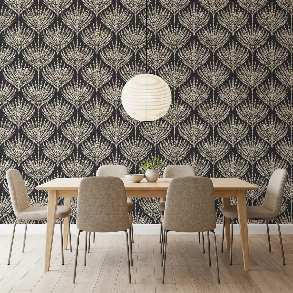 Graphic Fan Botanical Silhouette Wallpaper⁠