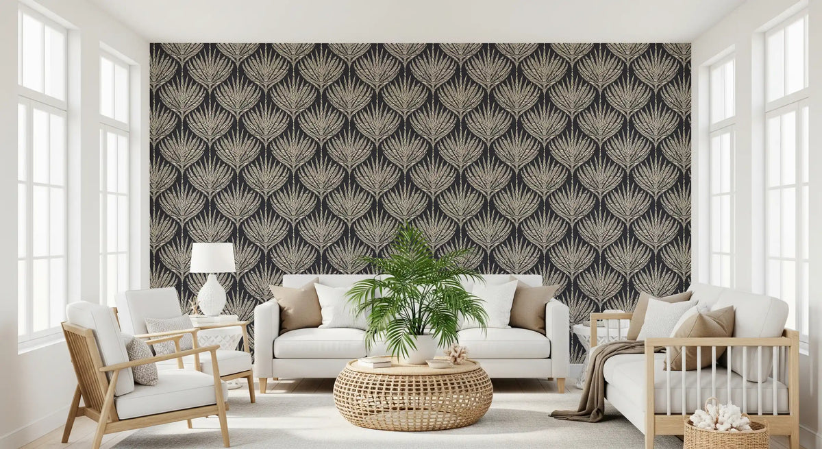 Graphic Fan Botanical Silhouette Wallpaper⁠