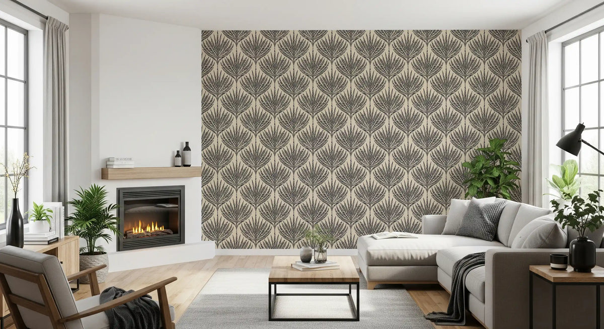 Graphic Fan Palm Silhouette Wallpaper⁠