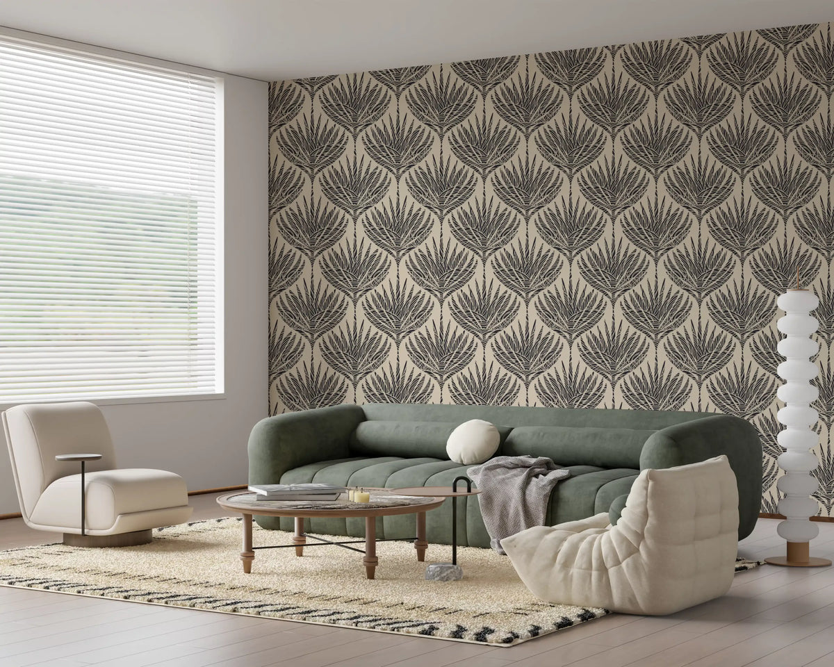 Graphic Fan Palm Silhouette Wallpaper⁠
